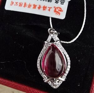 Beautiful 925 Silver and Red Gemstone Pendant